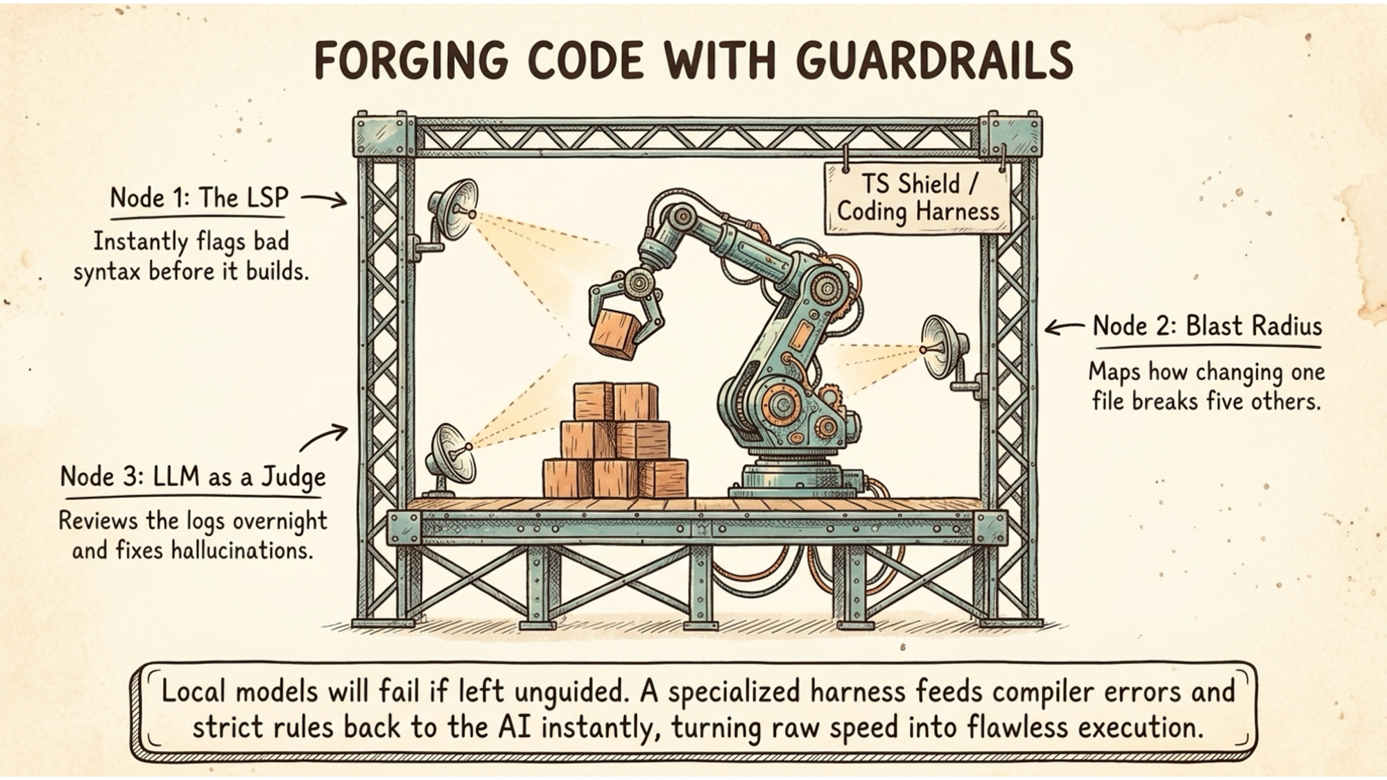 Forging code with guardrails illustration